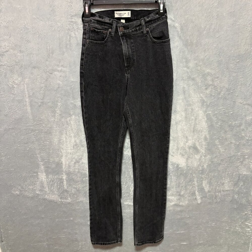 Abercrombie & Fitch The 90s Straight Ultra High Rise Black Jeans Women 24/00